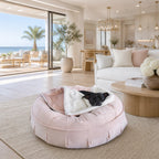 Round Orthopedic Velvet Dog Bed XS / Ice Pink