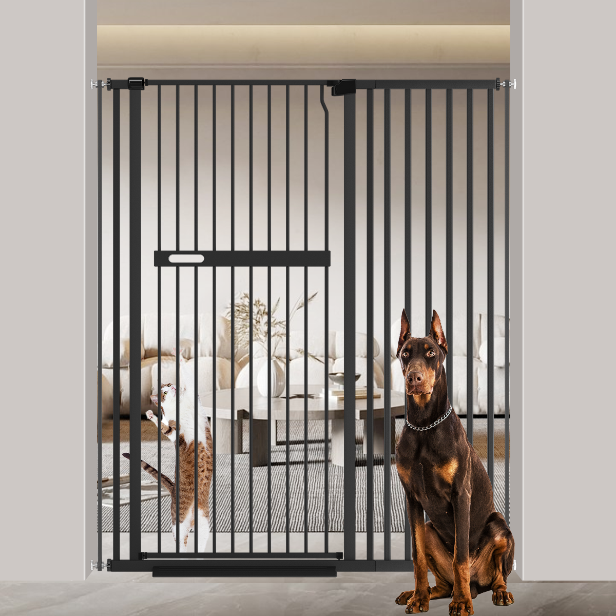 Extra-Tall Cat Safety Gate 55"Tall / 30.1"-33.1" / Black