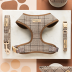 Adjustable Plaid Dog Harness for Comfortable Walks, Lightweight Polyester Design in Five Sizes source image 2