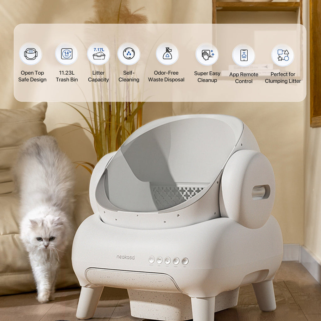 Open-Top Self-Cleaning Cat Litter Box, App-Connected Waste System with Safety Sensors for Cats up to 33 lb source image 2