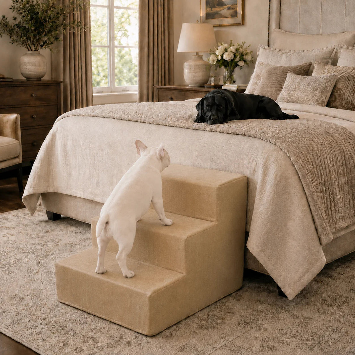 Foam Pet Stairs for Beds and Sofas, Supportive Micro Suede Steps in Three Heights and Four Colors source image 2