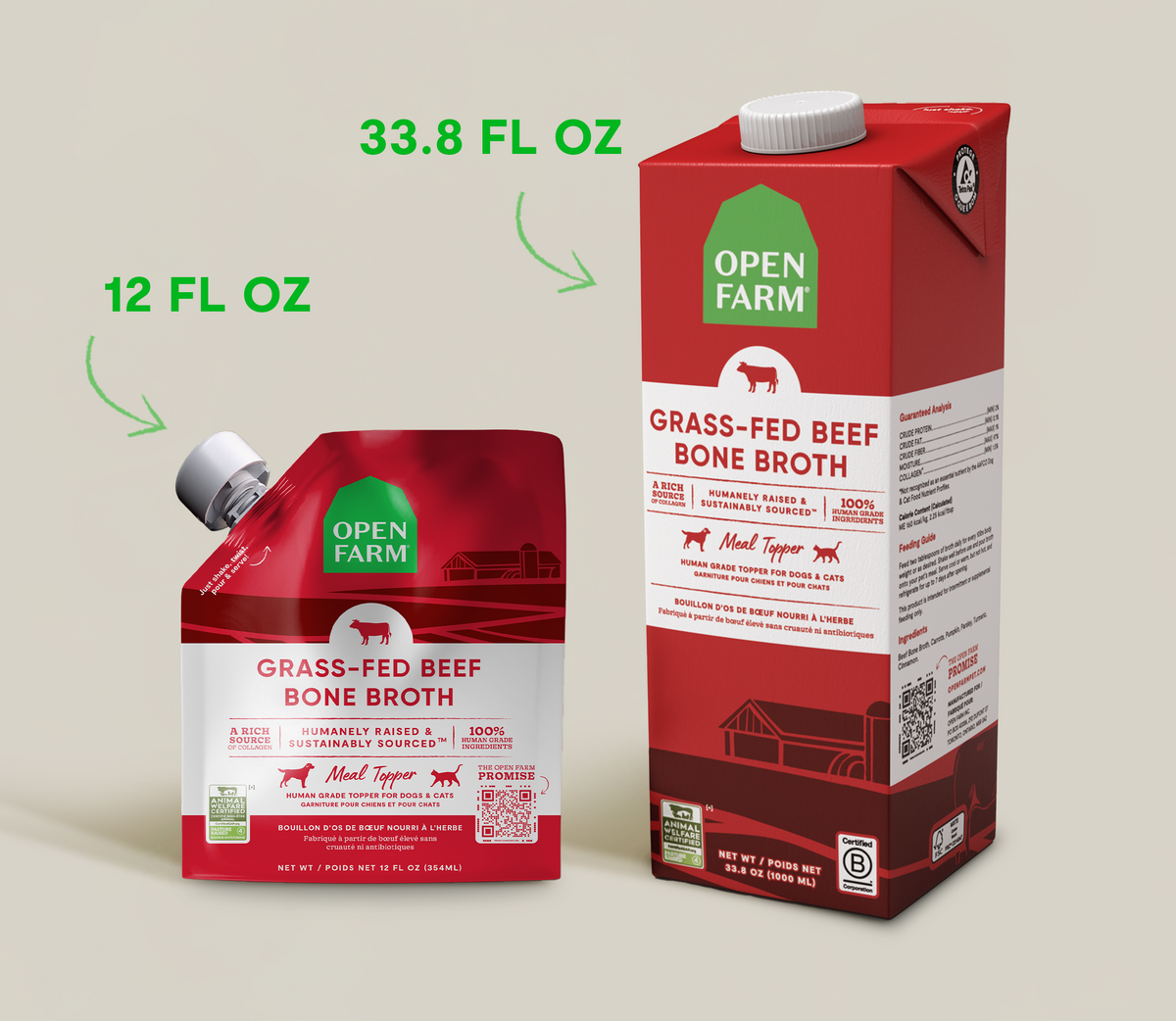 Grass-Fed Beef Bone Broth for Dogs, Collagen-Rich Meal Topper in 12 or 33.8 fl oz Cartons for Daily Meals product image 2