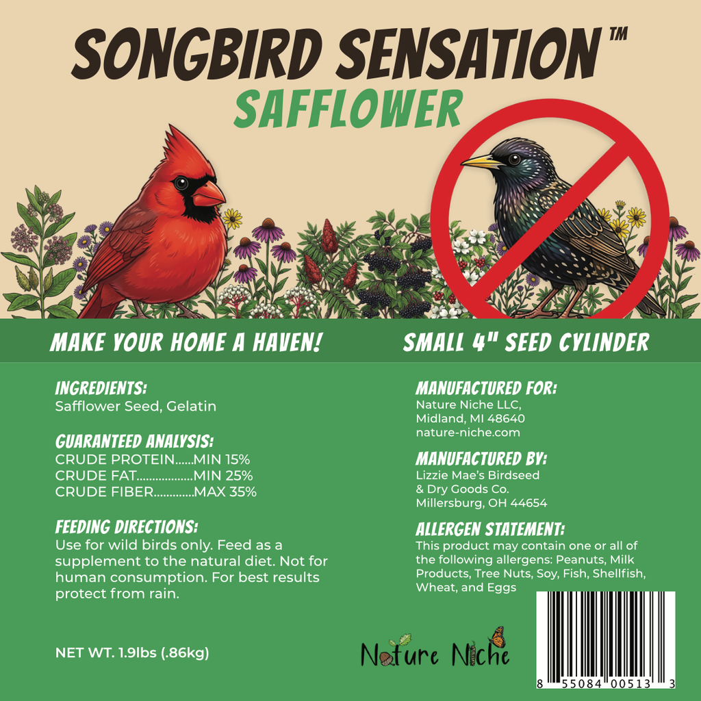 Safflower Seed Cylinder for Wild Birds, 1.9 lb Block with Hollow Center for Compatible Log Feeders source image 2