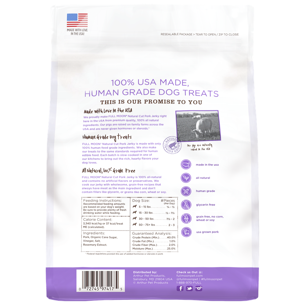 Natural Pork Jerky Dog Treats Made with USDA-Certified Pork in a 10 oz Bag for Everyday Rewarding product image 2