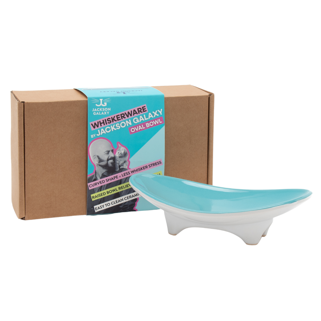 Elevated Oval Ceramic Cat Bowl with Wide Whisker-Friendly Shape for Wet or Dry Food and Easier Mealtimes source image 2