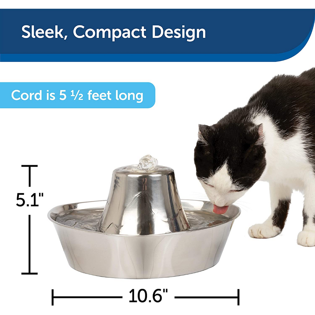 60 oz Stainless Steel Pet Water Fountain with Dual Filters and Quiet Bubbling Flow for Cats and Small Dogs source image 2