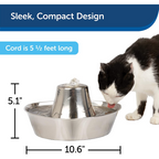 60 oz Stainless Steel Pet Water Fountain with Dual Filters and Quiet Bubbling Flow for Cats and Small Dogs source image 2