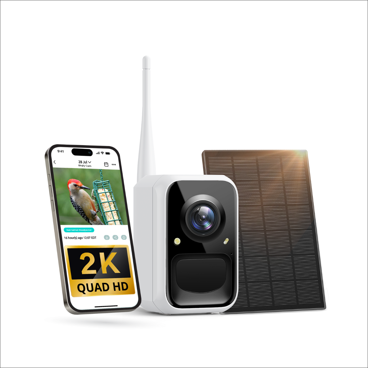 Smart 2K Birdwatching Camera, Wide-Angle Feeder Companion with Bendable Mount for App-Connected Viewing source image 2