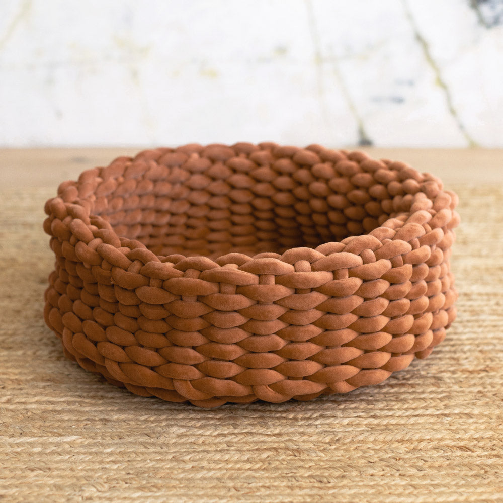 Handwoven Cat Nest Bed, Adjustable Velvety Knotted Design in Five Neutral and Earth-Tone Colors source image 2