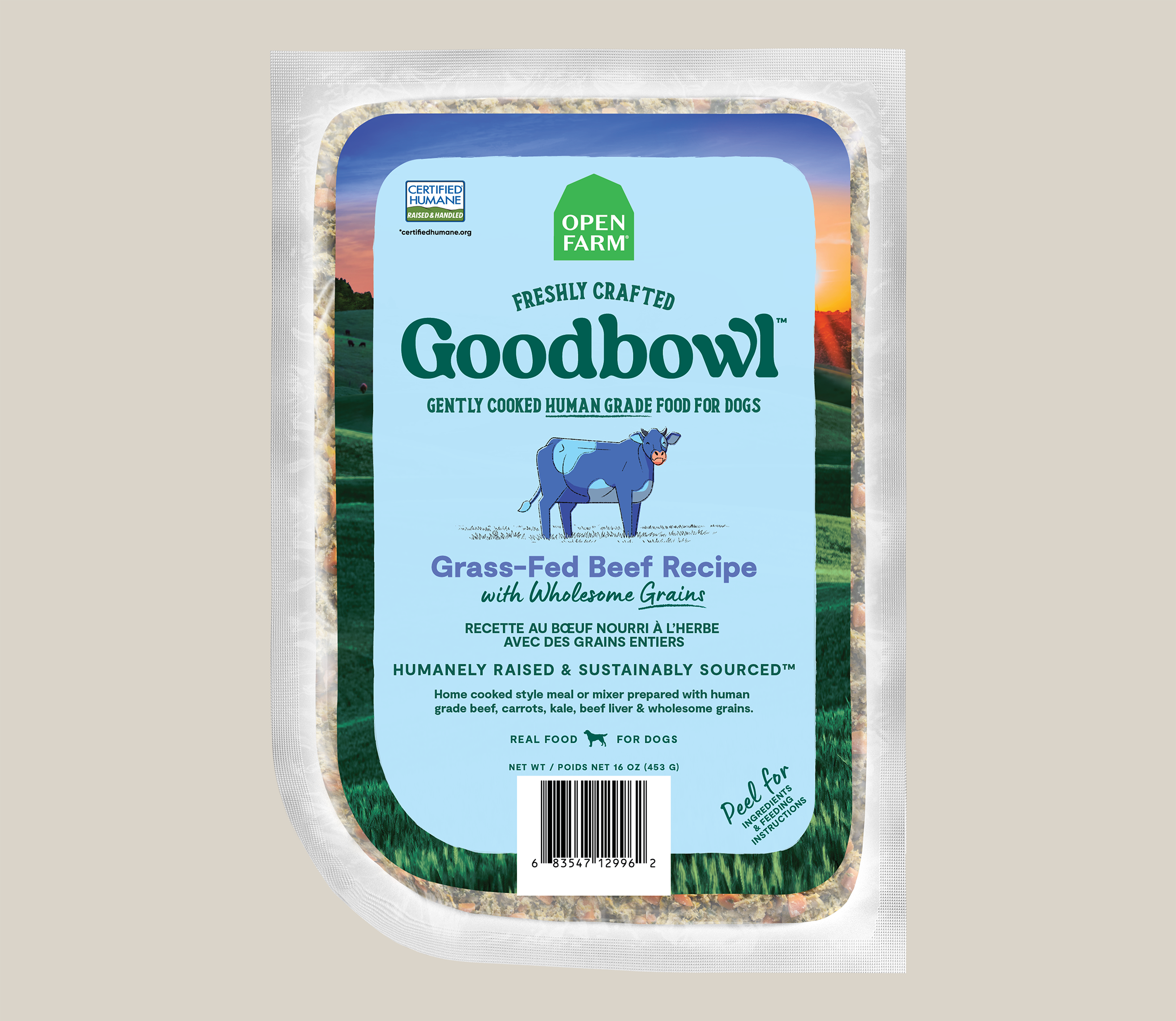 Grass-Fed Beef Fresh Dog Food, Gently Cooked Human-Grade Recipe in Frozen Thaw-and-Serve Pouches source image 2