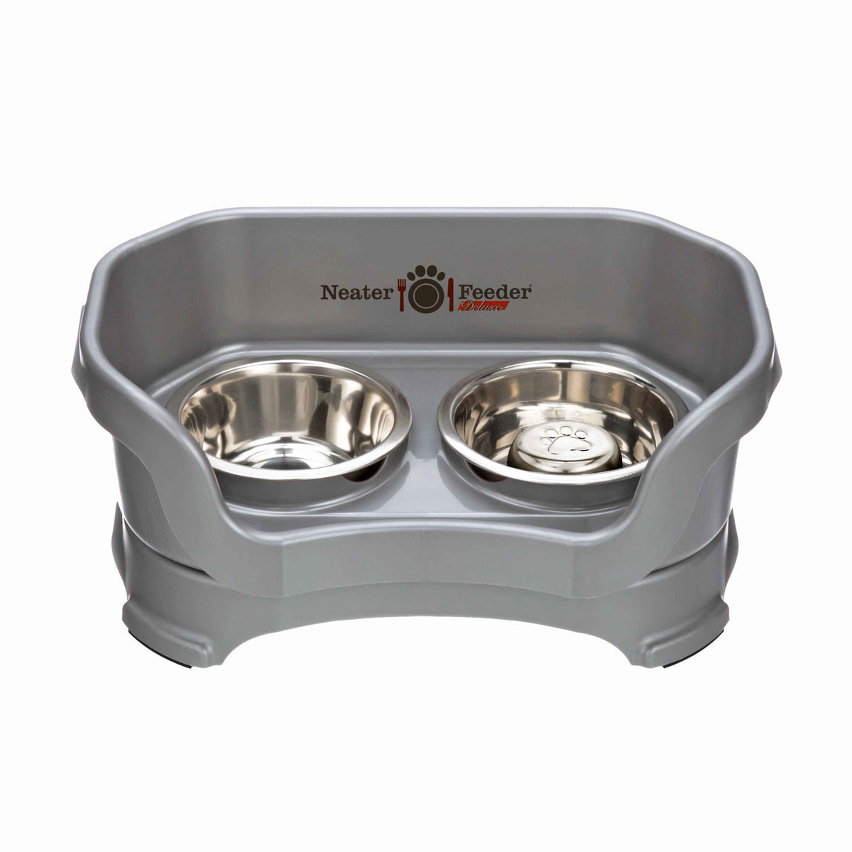 Elevated Slow Feeder Station for Dogs, Stainless Steel Bowl Set and Spill-Catching Basin in Three Sizes source image 2