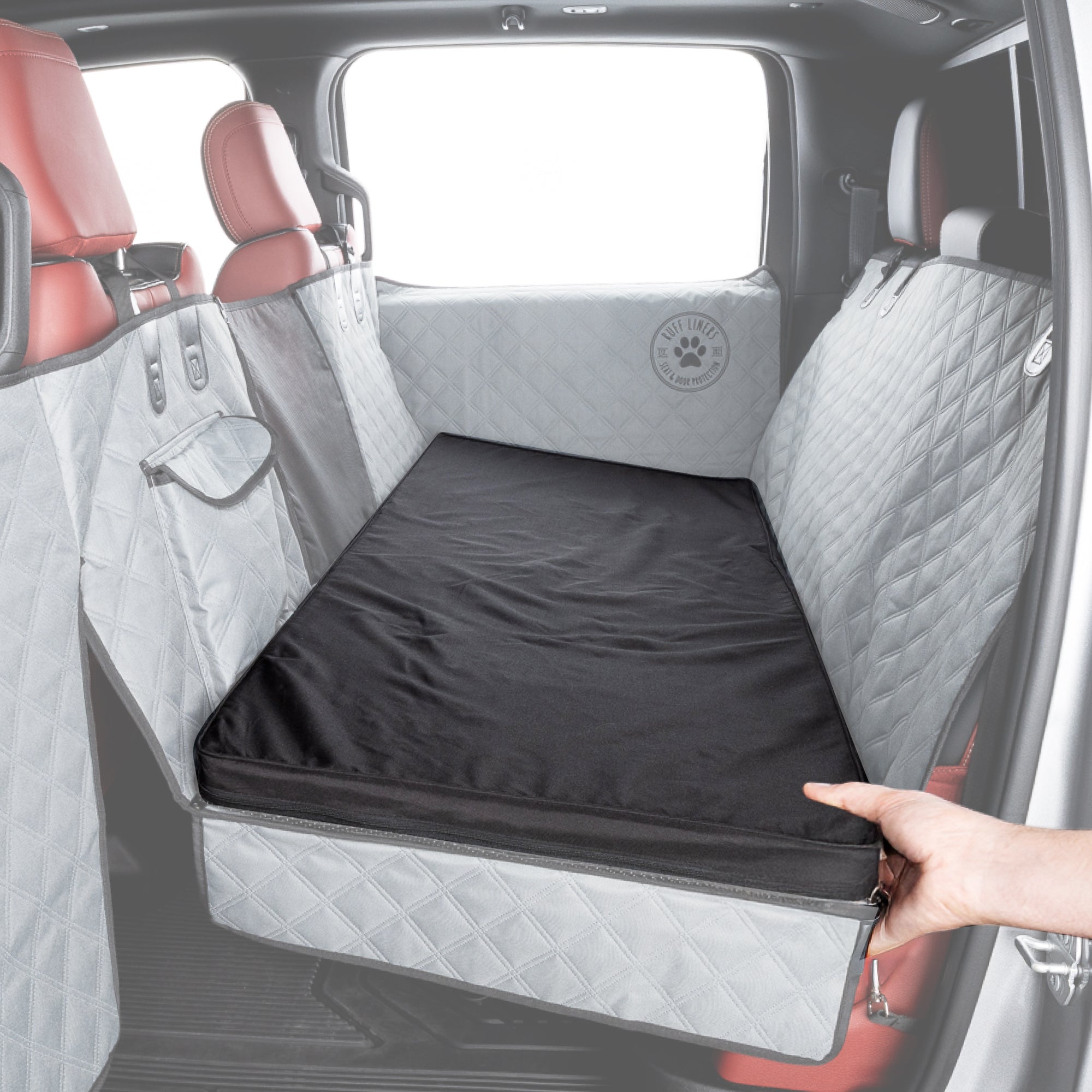 Travel Dog Bed for Cars and Trucks, Two-Inch Support Foam in Waterproof Washable Black or Gray Covers source image 2