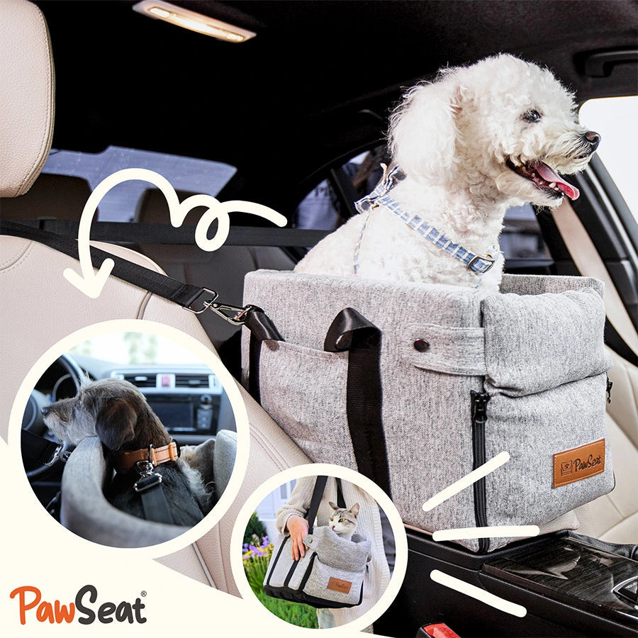 Pet Car Booster Seat and Carrier for Small Pets, Convertible Travel Basket with Safety Tether and Pillow source image 2