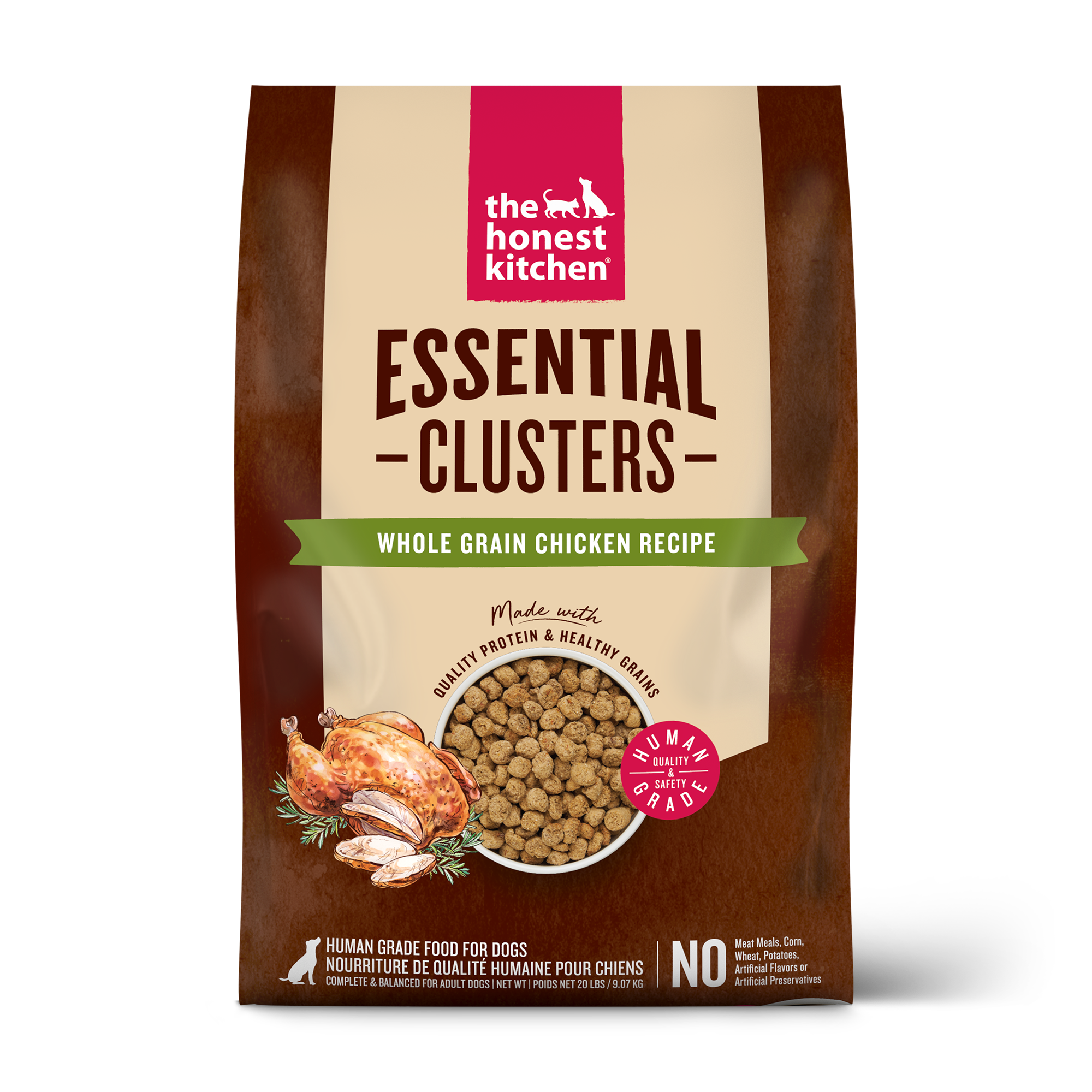 Whole Grain Chicken Dry Dog Food Clusters, Minimally Processed Human-Grade Recipe in 5 lb and 20 lb Bags source image 2