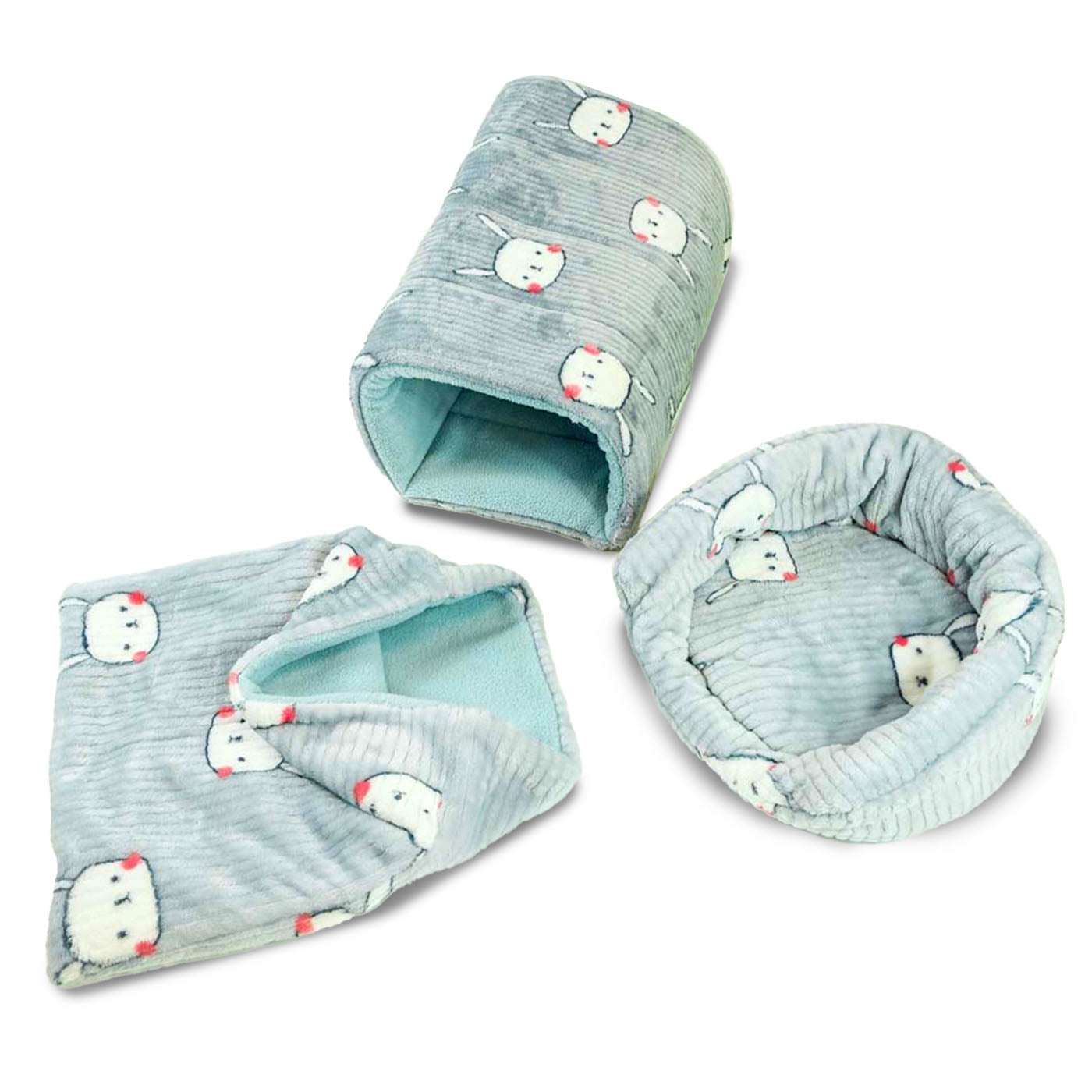 Guinea Pig Plush Play Set for Daily Hideaway and Rest Time, Three-Piece Package in Pink or Gray source image 2