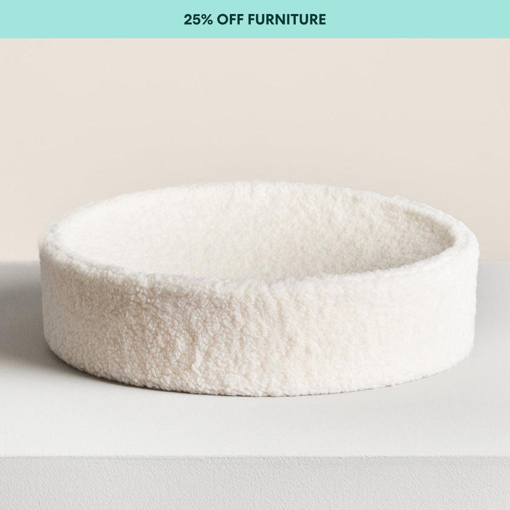 Nest-Shaped Cat Bed with Sculpted Foam Core and Faux Shearling Cover in Small, Wide or Two-Bed Set source image 2