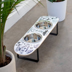 Elevated Double Dog Bowl Stand, Medium Skateboard-Deck Feeder with Two 4-Cup Stainless Steel Bowls source image 2