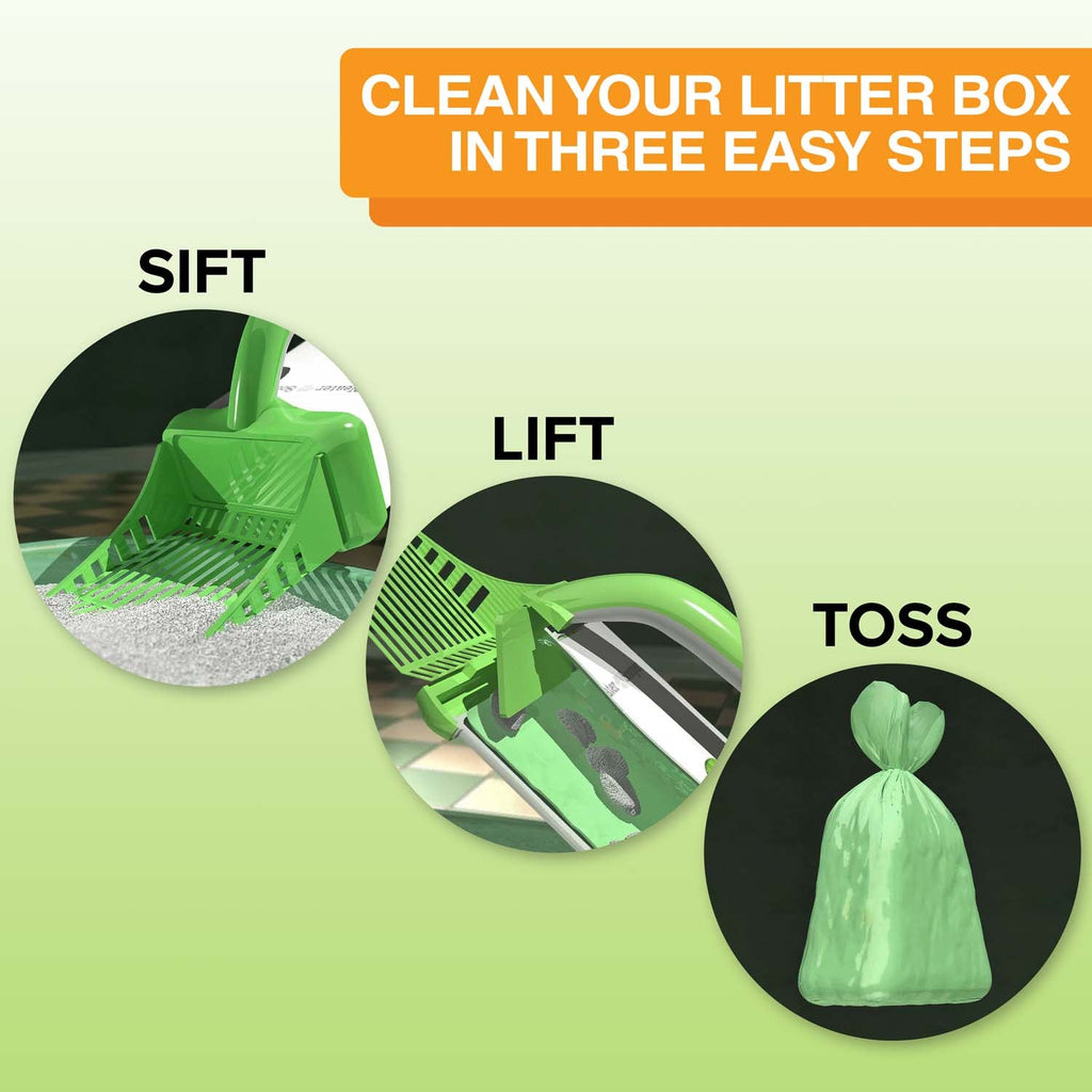 Scoop-to-Bag Cat Litter Scoop for One-Handed Cleanup, Quick-Sift Head and Large-Capacity Bag Bin source image 2