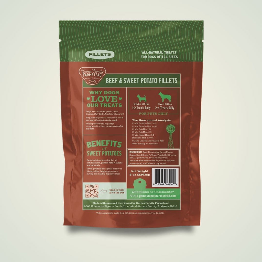 Beef and Sweet Potato Dog Treat Fillets, Soft 8 oz Chewy Rewards for Training and Everyday Snacking source image 2