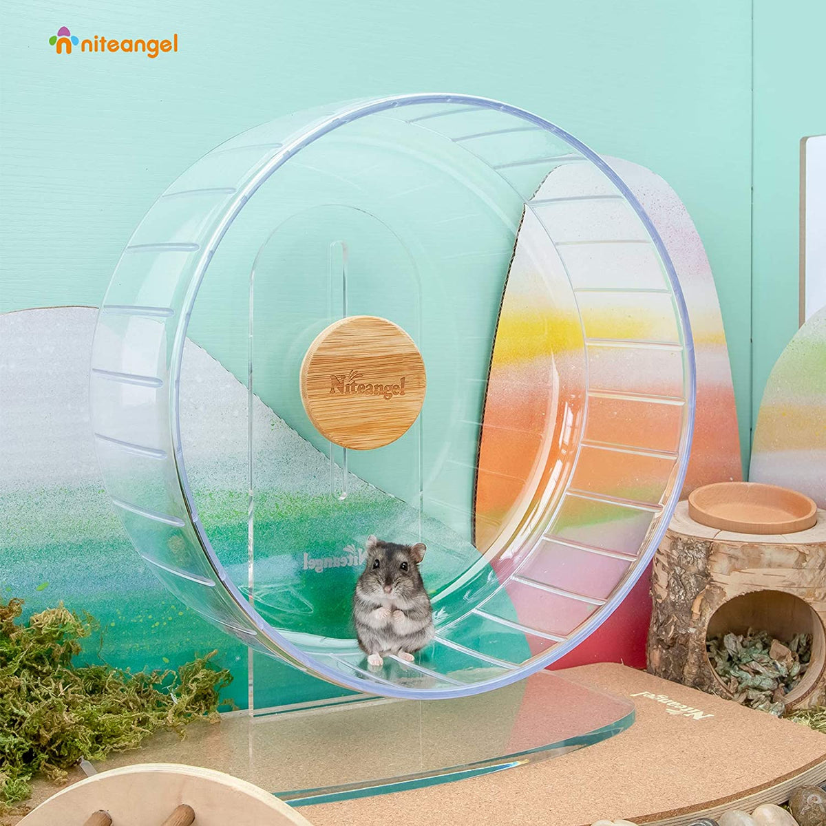 Super-Silent Hamster Exercise Wheel with Adjustable Height and Dual-Bearing Spinner in Four Sizes source image 2