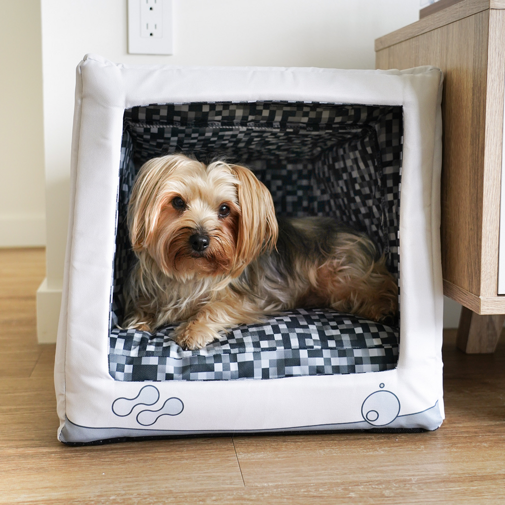 Retro Monitor Pet Cave Bed for Cats and Small Dogs, Dual-Texture Cushion and Washable Zipper Cover source image 2
