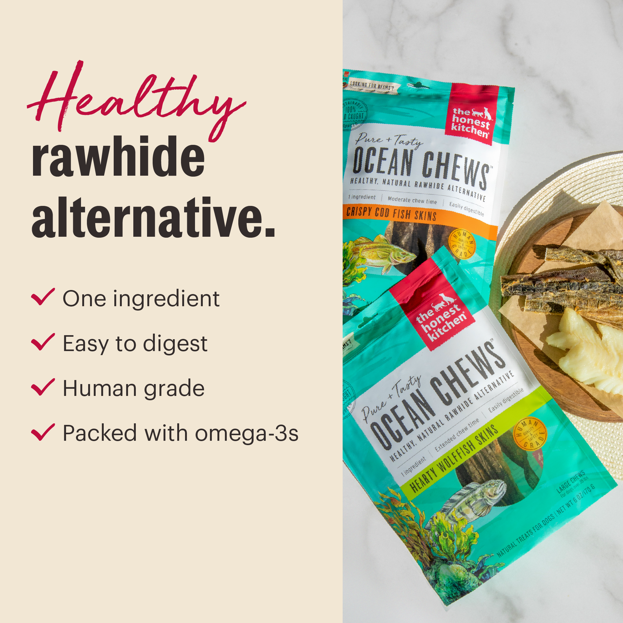 Ocean Chews Natural Rawhide Alternative Dog Treat from The Honest Kitchen