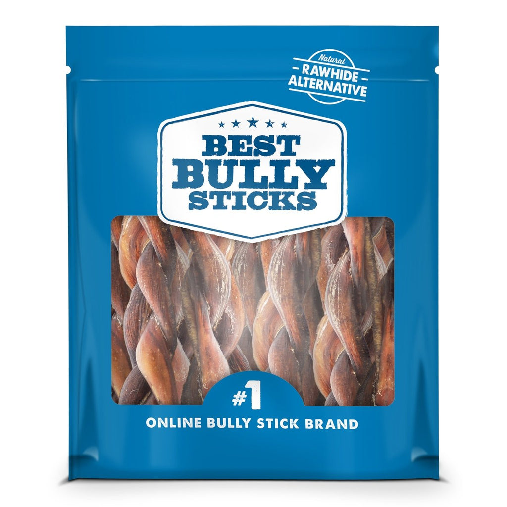 Braided Bully Stick Dog Chews Made from 100% Beef, Six-Inch Treats in Four Multi-Pack Quantities source image 2