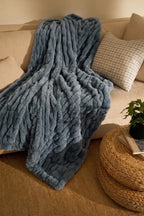 Ruched Faux-Fur Throw Blanket product image 2
