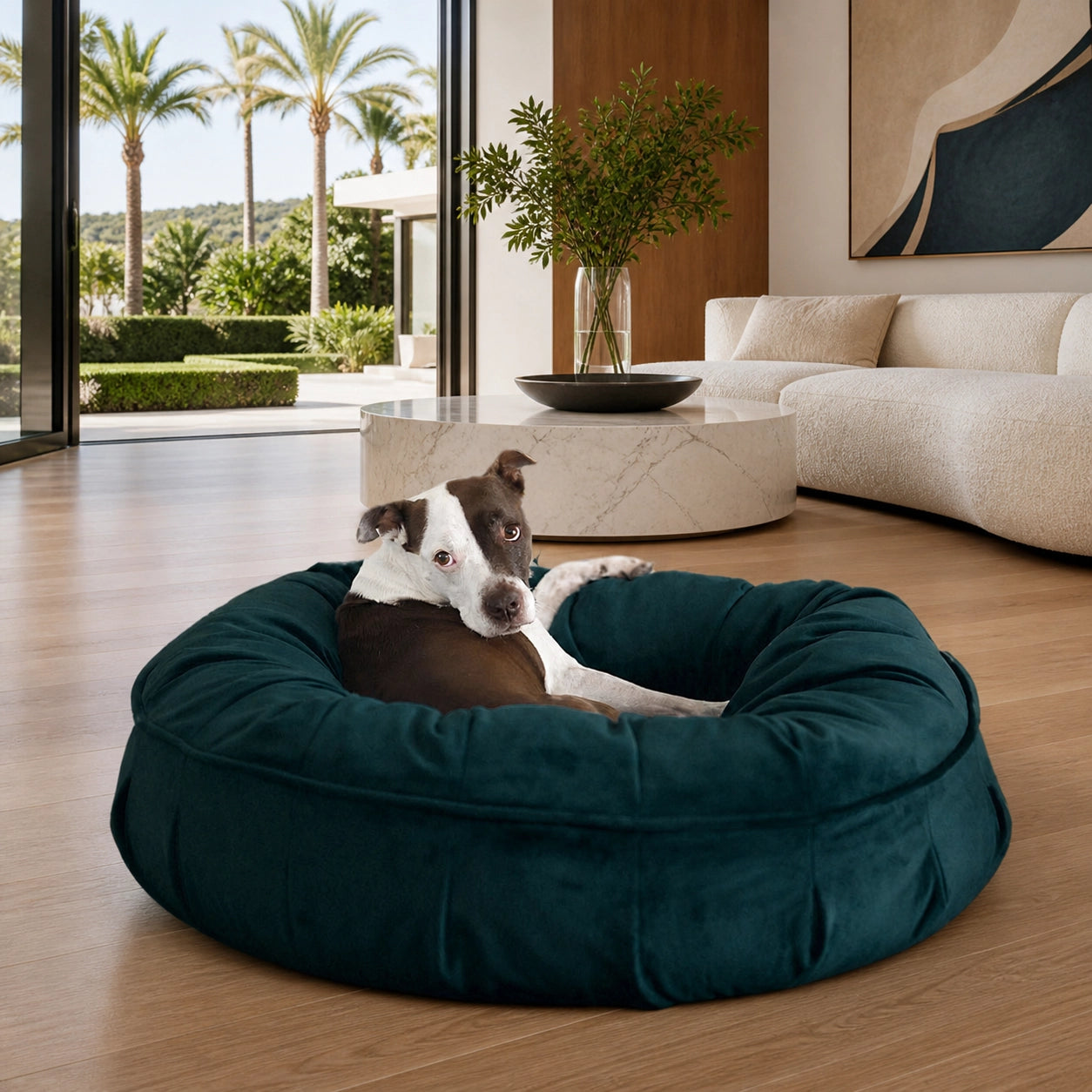 Round Orthopedic Velvet Dog Bed product image 2