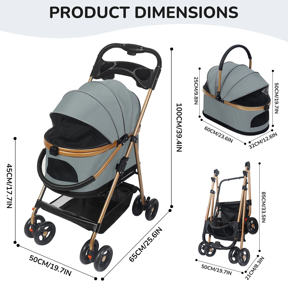 Detachable Carrier Pet Stroller product image 2