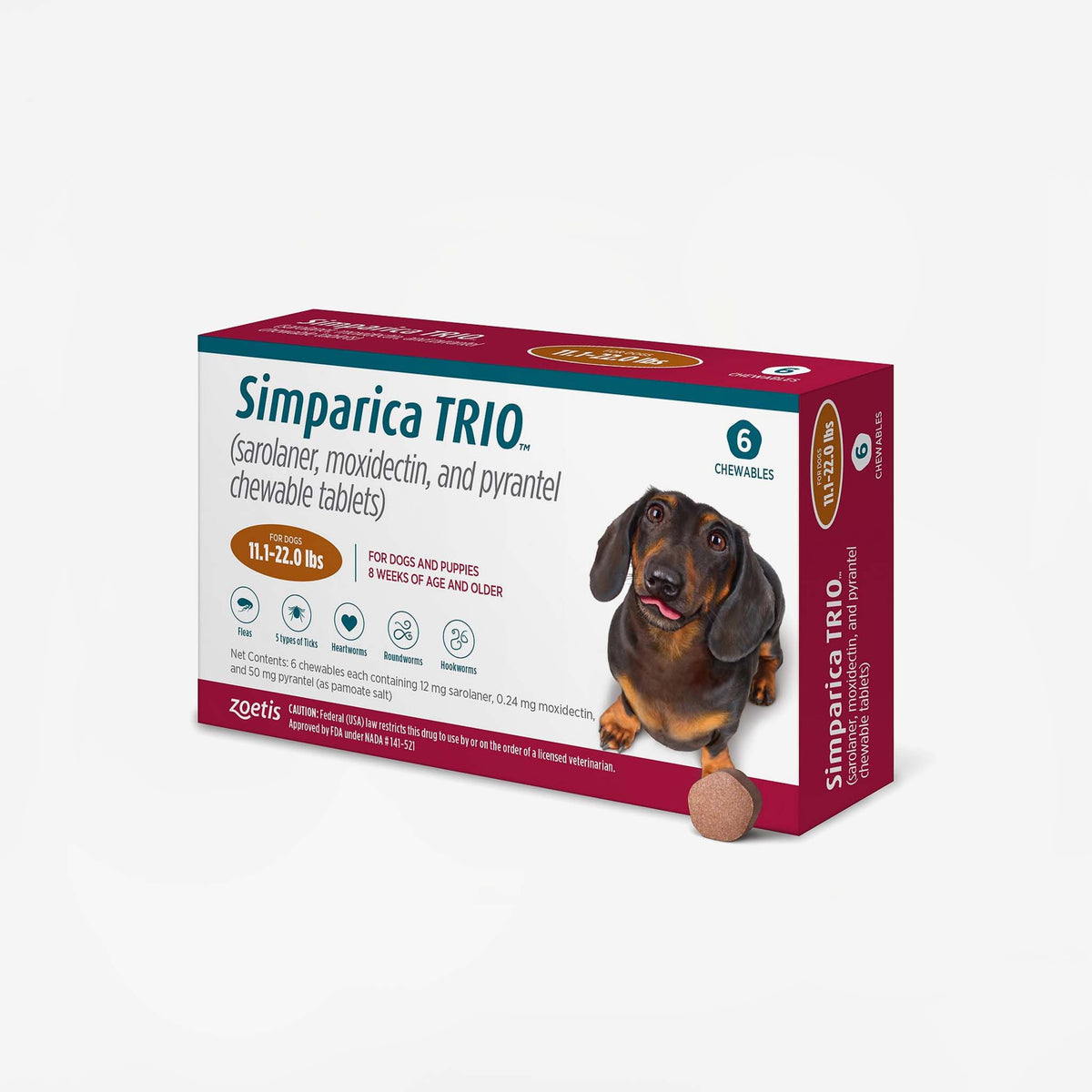 Prescription Flea and Tick Chewable for Dogs, Six Monthly Tablets Covering Heartworm and Intestinal Parasites source image 3