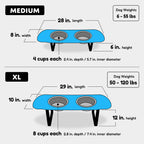 Elevated Double Dog Bowl Stand, Medium Skateboard-Deck Feeder with Two 4-Cup Stainless Steel Bowls source image 3