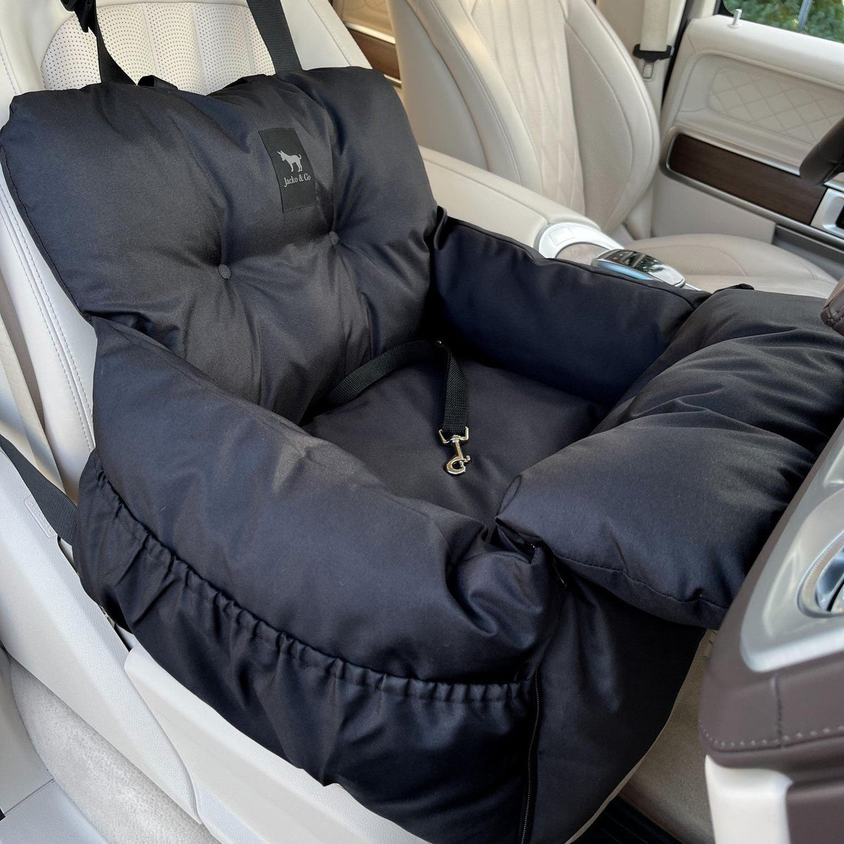 Pet Car Seat and Carrier for Dogs or Cats up to 25 lb, Water-Resistant Oxford Seat with Removable Cushion source image 3
