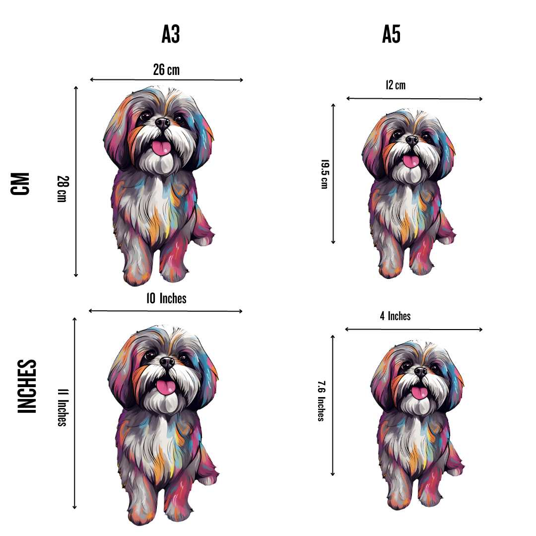 Shih Tzu Wooden Jigsaw Puzzle, Laser-Cut Breed Portrait in 80 or 152 Pieces for Dog Lovers Age 12 and Up source image 3