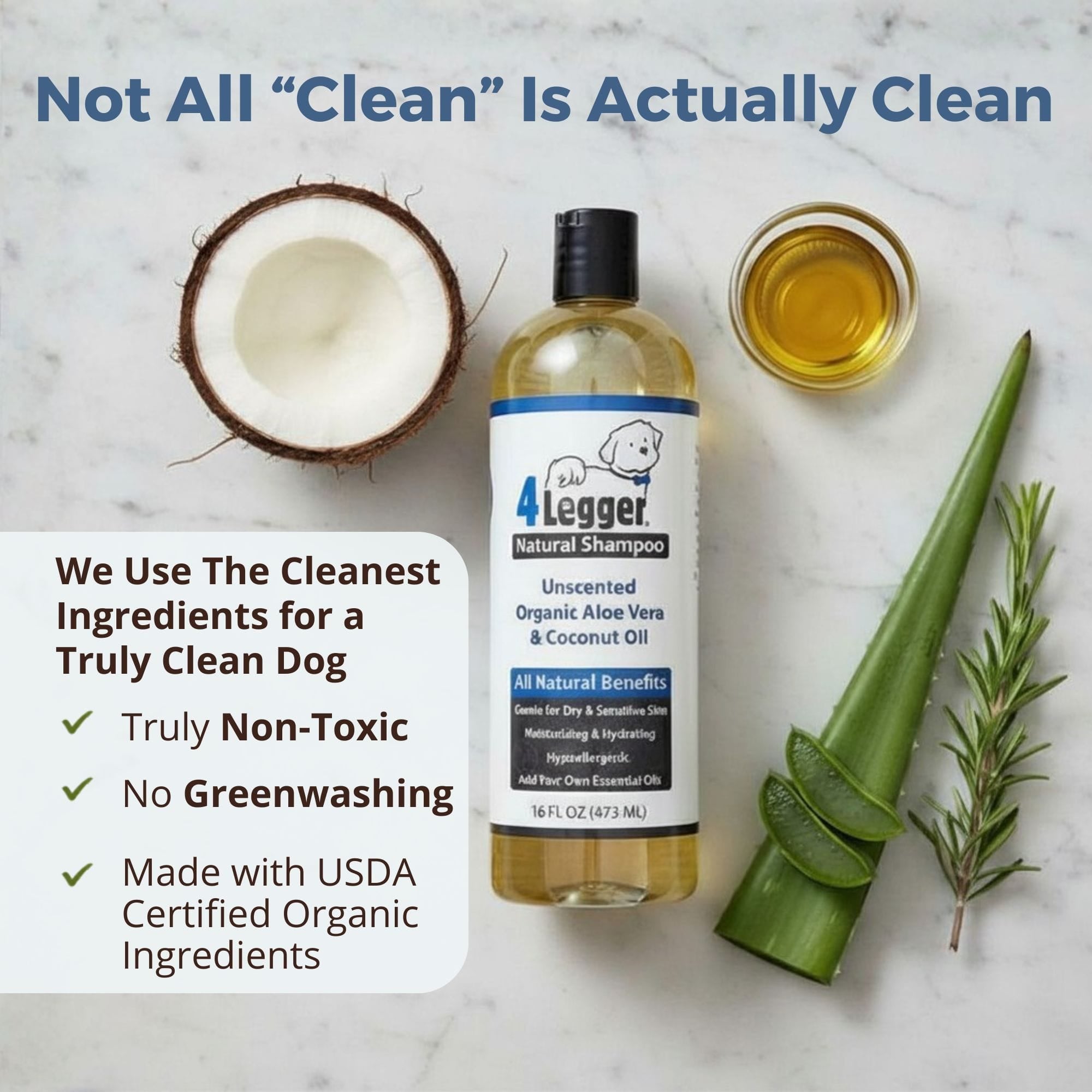 Unscented Organic Dog Shampoo for Sensitive Skin, Aloe-Based Concentrate in Three Bottle Sizes source image 3