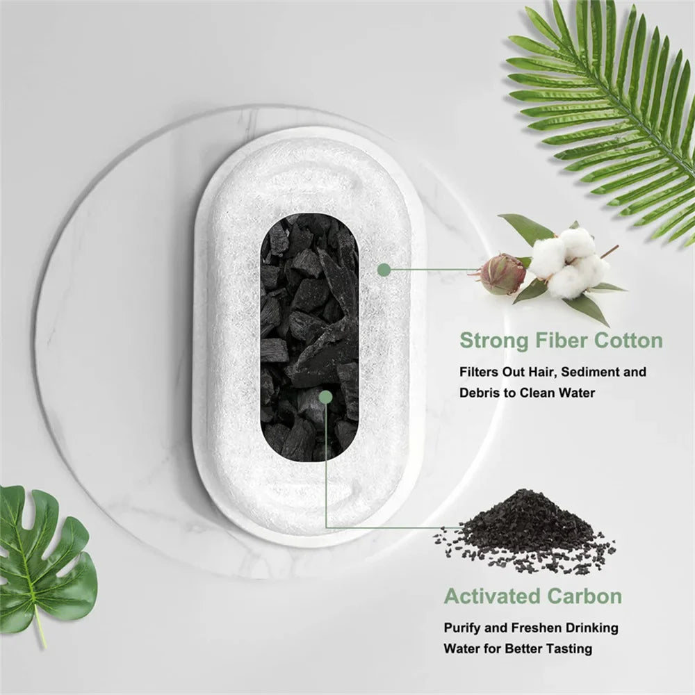 Pet Water Fountain Replacement Filter Set with Activated Carbon Pads and Pre-Filter Sponges for Four Months source image 3