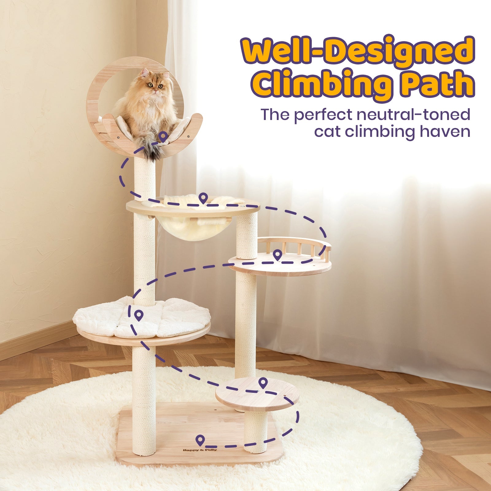 Transformable Cat Tree for Large Cats, Modular Tower with Hammock and Three Flexible Layouts for Multi-Cat Homes source image 3