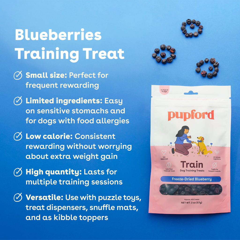 Freeze-Dried Blueberry Dog Training Treats in 2-Ounce Bags, Single and Multipack Sizes for Reward Sessions source image 3