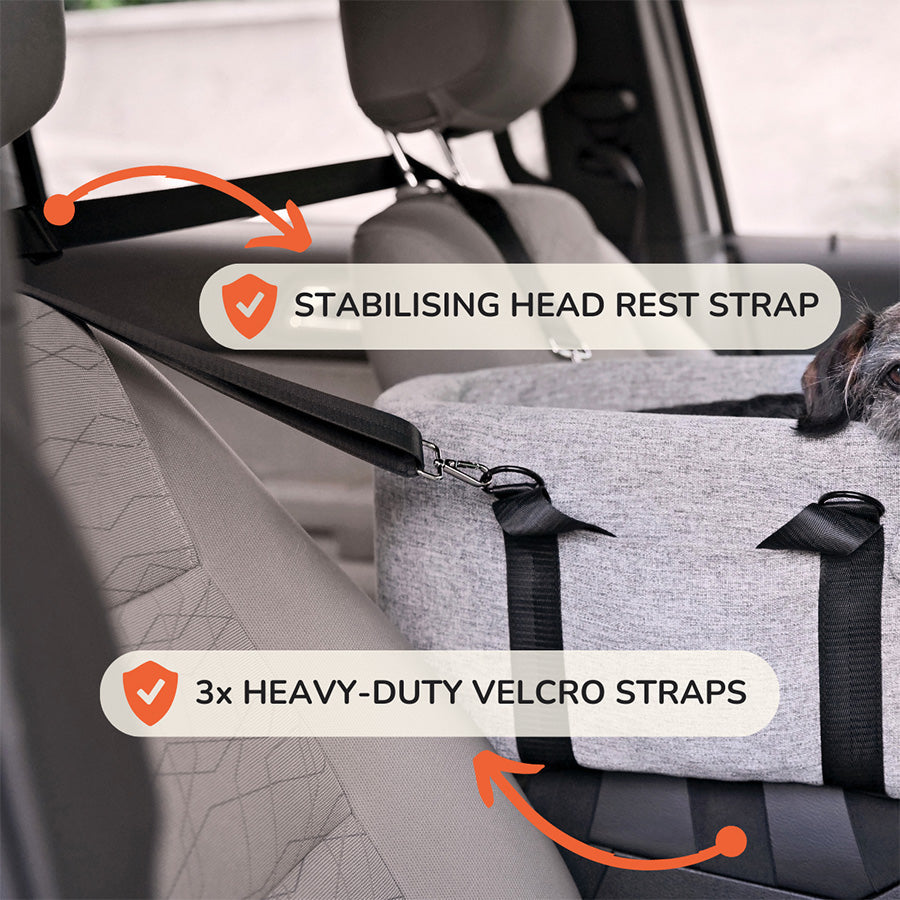 Pet Car Booster Seat and Carrier for Small Pets, Convertible Travel Basket with Safety Tether and Pillow source image 3
