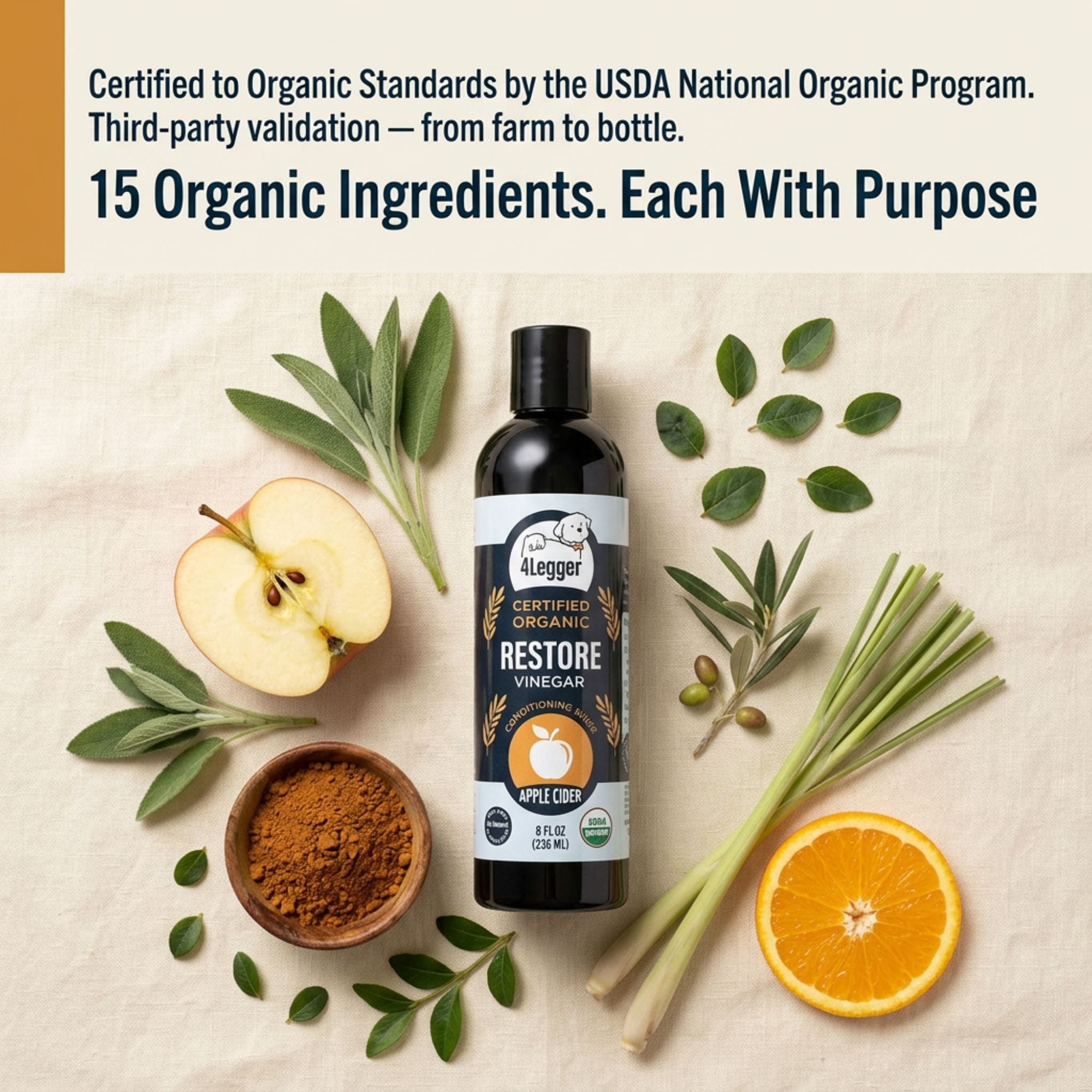 Organic Dog Conditioning Rinse with Apple Cider Vinegar, 8 oz or 16 oz for Coat Care Between Baths source image 3