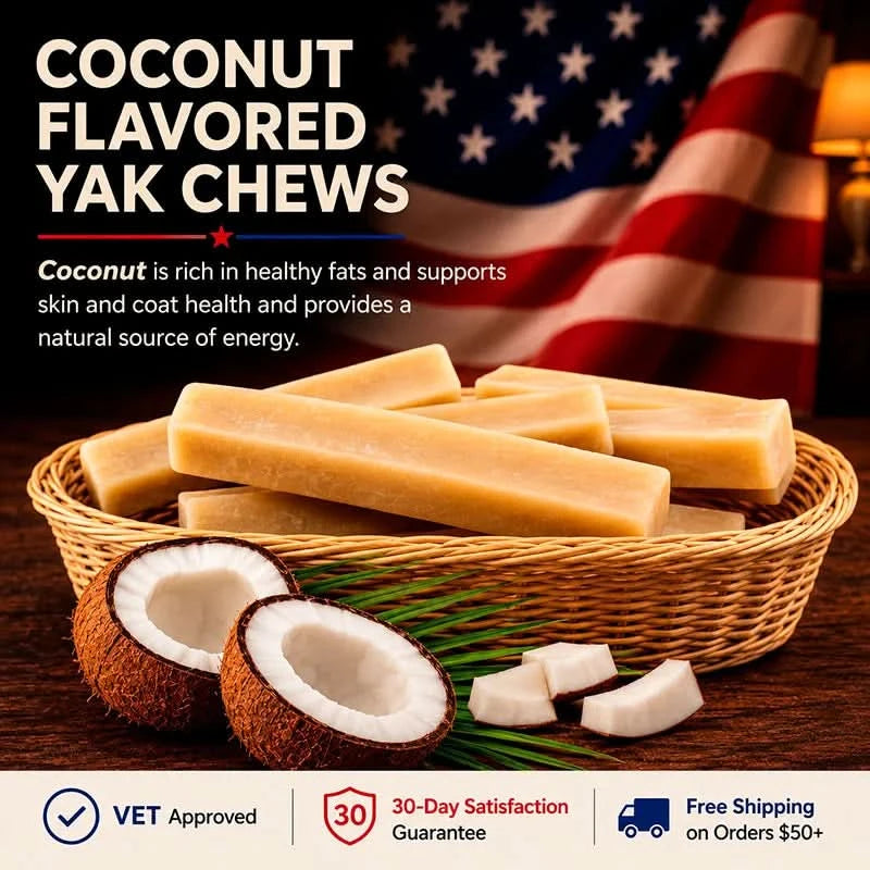 Flavored Himalayan Yak Dog Chews in Blueberry, Coconut and Strawberry, Small or Large Sizes source image 3