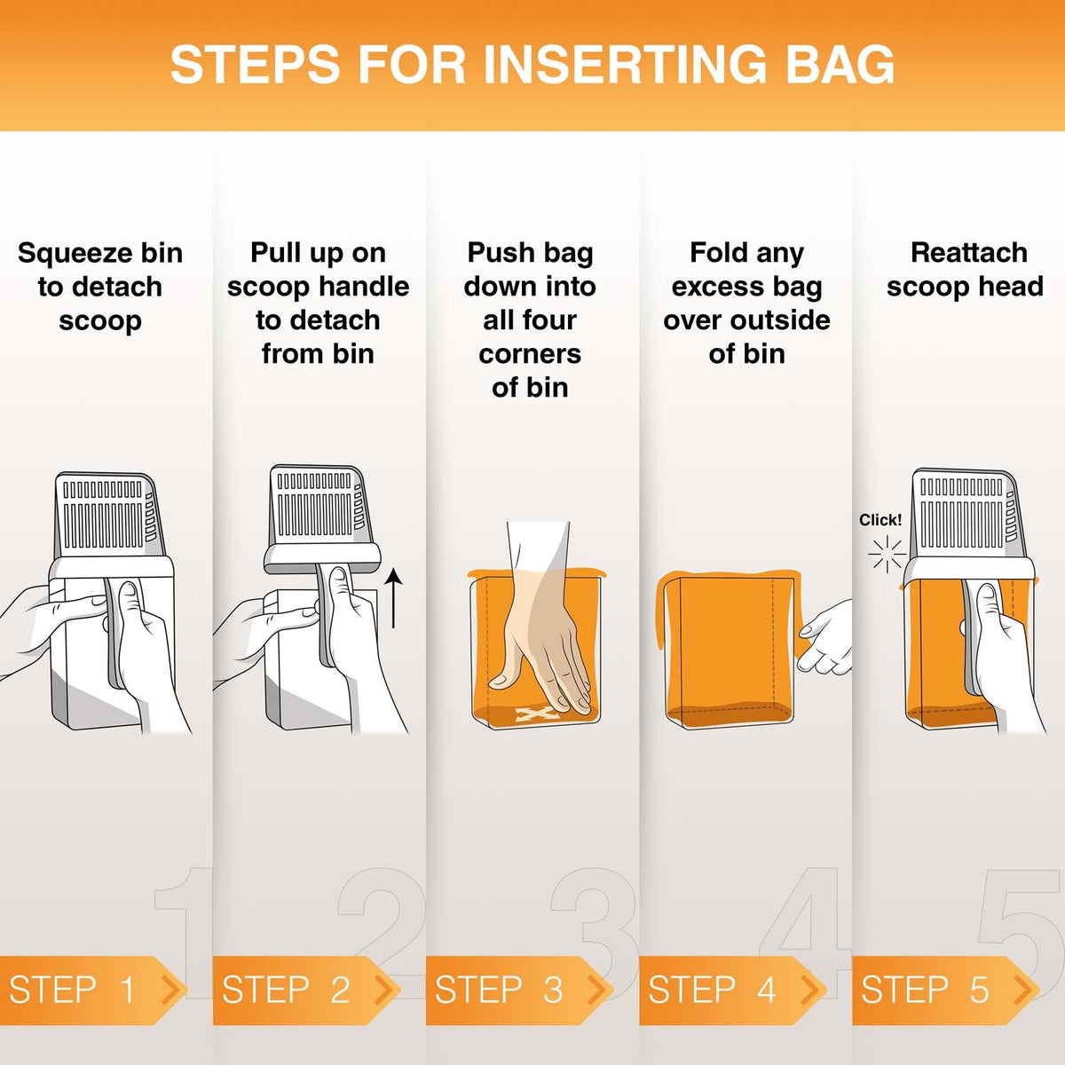 Scoop-to-Bag Cat Litter Scoop for One-Handed Cleanup, Quick-Sift Head and Large-Capacity Bag Bin source image 3