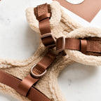 Adjustable Neck Dog Harness, Brown Faux Suede Walking Vest with Soft Fluffy Trim in XXS to Large Sizes source image 3