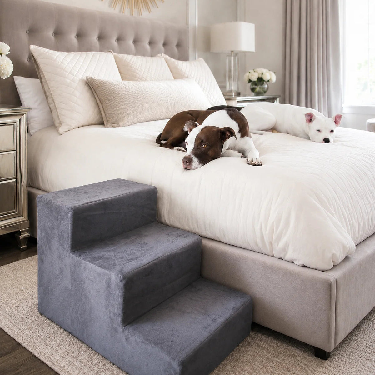 Foam Pet Stairs for Beds and Sofas, Supportive Micro Suede Steps in Three Heights and Four Colors source image 3