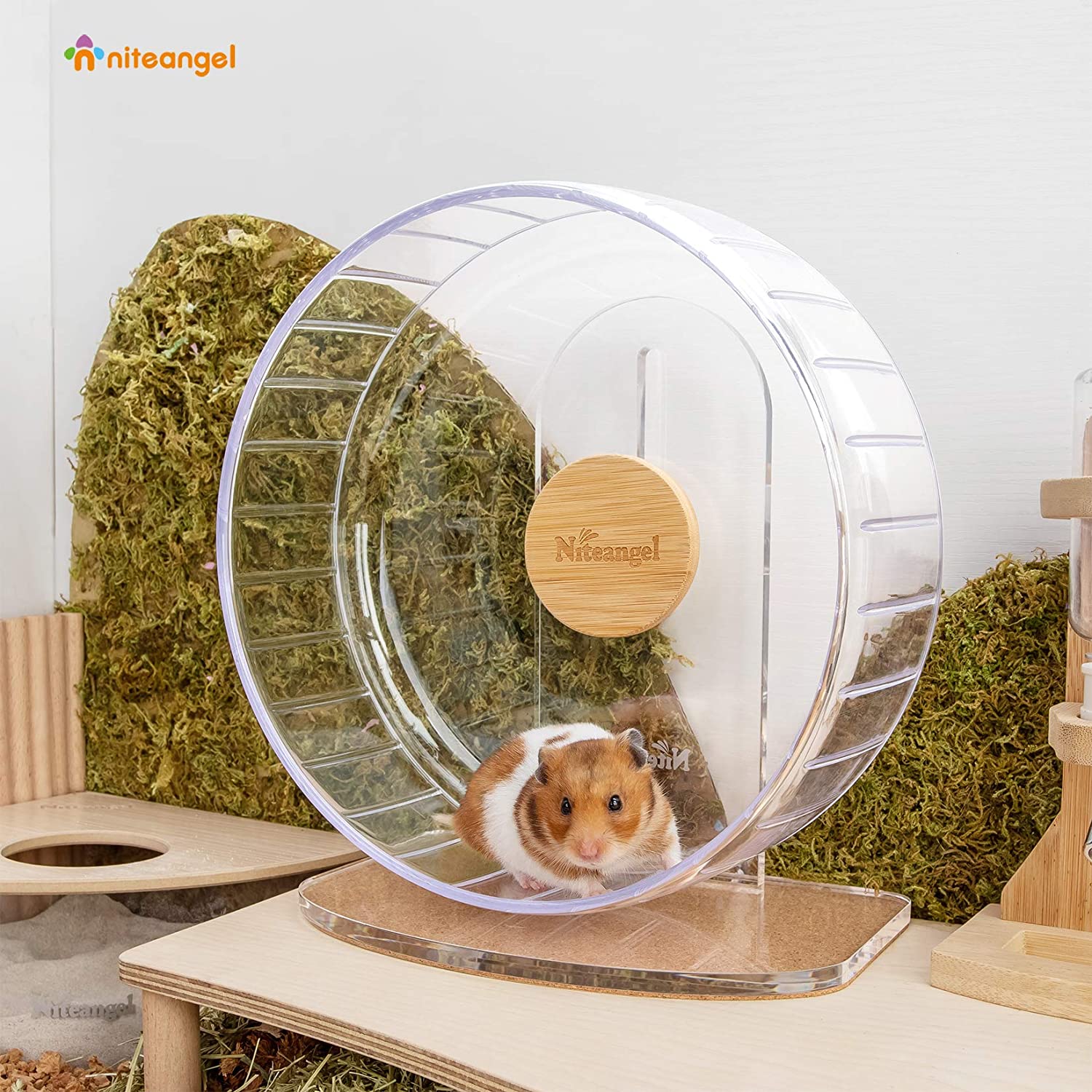Super-Silent Hamster Exercise Wheel with Adjustable Height and Dual-Bearing Spinner in Four Sizes source image 3