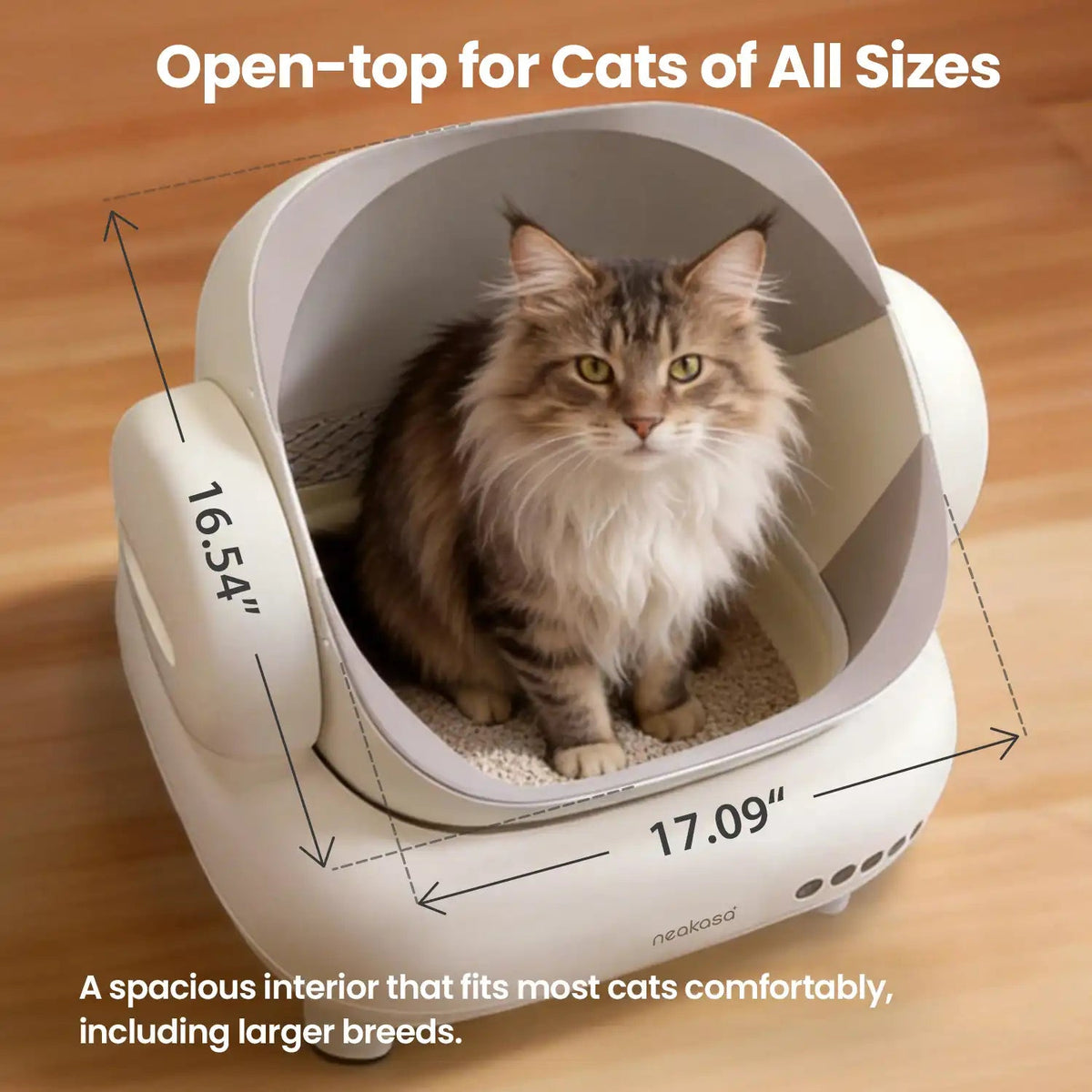 Open-Top Self-Cleaning Cat Litter Box, App-Connected Waste System with Safety Sensors for Cats up to 33 lb source image 3