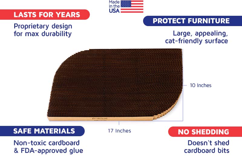 Rectangular Cat Scratcher Pad, Double-Sided Heavy-Duty Corrugate Board Sized 17 x 10 Inches for Lounging source image 3