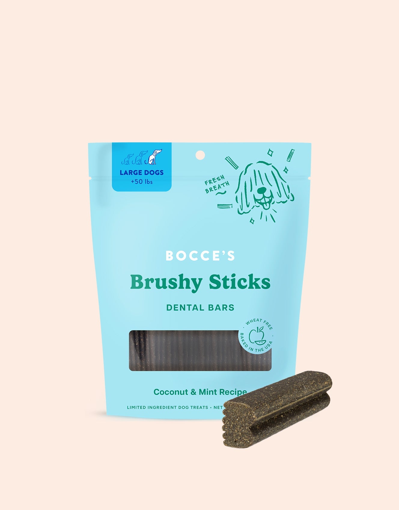 Dental Chew Bars for Dogs with Coconut and Mint, Bristle Shape in Three Sizes for Fresh-Breath Treat Time source image 3