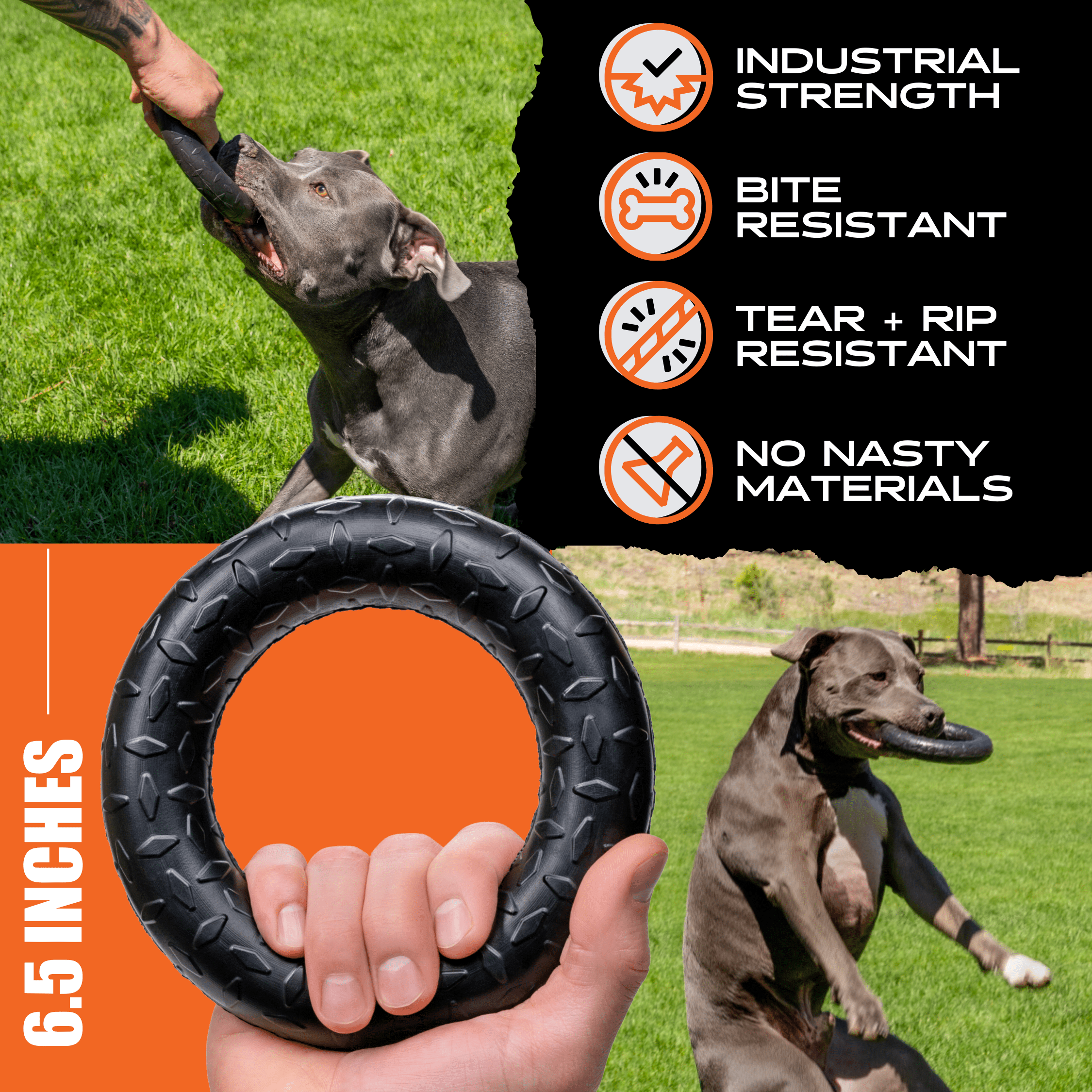 Rubber Dog Chew Toy in a Solid Natural Ring for Medium and Large Power Chewers and Supervised Play source image 3