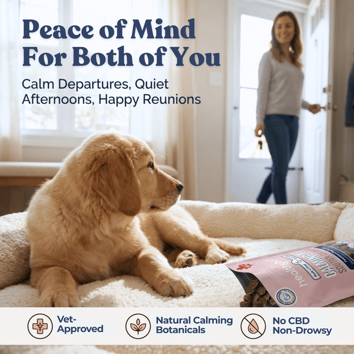 Dog Calming Chew Supplement, Duck Soft Treat and Food Topper Featuring L-Theanine and Chamomile in Two Bag Sizes source image 3